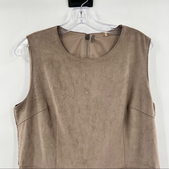 🎉HP🎉 Elie Tahari Coffee Brown Suede Laser Cut Dress - size 14 - Picture 7 of 14